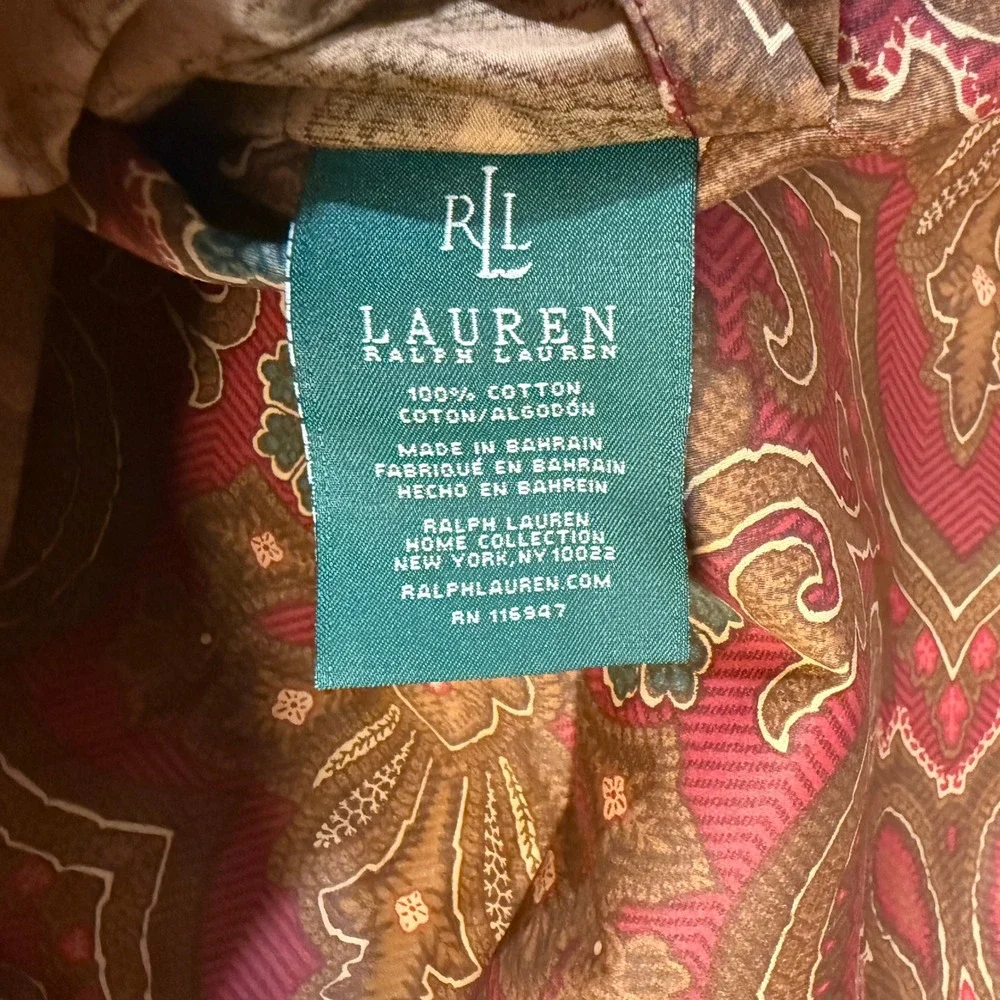 Lauren Ralph Lauren Paisley Pillow Sham Cotton Damask Oversized Standard KK7